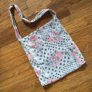 Free People Tote-Beige Pink Black Floral-Lightweight Gauze Like Material